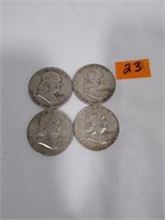 4- Silver Halves 1952 1954 1957 1960