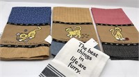 4 Cat-themed Kitchen Towels - 1 Still Has The Tag