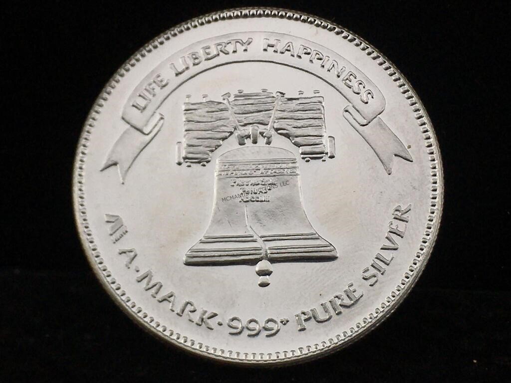 1ozt Fine Silver Round - A-Mark 999 Pure 1983