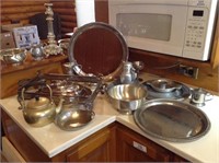 Large lot of silver, pewter, and aluminum items