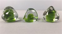 Lot Of 3 Art Glass Paperweights