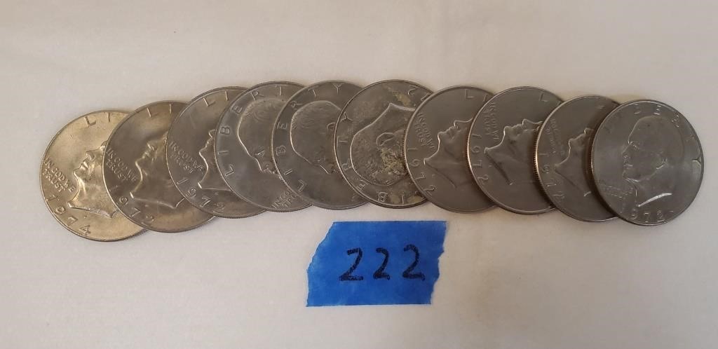 10 Random Date Eisenhower Silver Dollars
