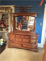 Vintage Eight Drawer Dresser with Mirror