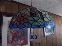Hanging swag stained glass lamp, 16 1/2" across,