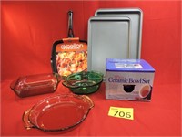 New & Used Anchor Hocking, Cookie Sheets, Bowls.
