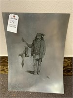 Steel Laser Etched Native American Photo