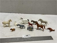 Vintage Toy Plastic Horses, Donkey s etc