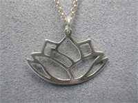 Sterling Silver Lotus Necklace Hallmarked