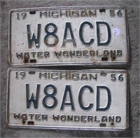 Pair 1956 Michigan license plates.