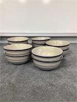 Ten Longaberger Cabana Stripe Cereal Bowls
