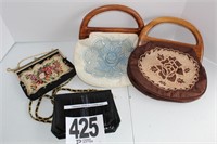 (2) Wooden Handle & (2) Evening Bags (U240B)