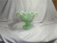 Vintage Fenton Art Glass Bowl Iridescent Green