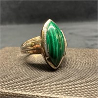 Malachite and Sterling Cocktail Ring