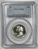 1951 Washington Silver Quarter Proof PCGS PR66