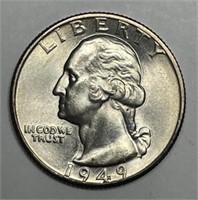 1949-D Washington Silver Quarter Uncirculated BU