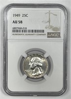 1949 Washington Silver Quarter Choice AU NGC  AU58