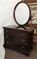Gibbard 3 drawer dresser with round mirror