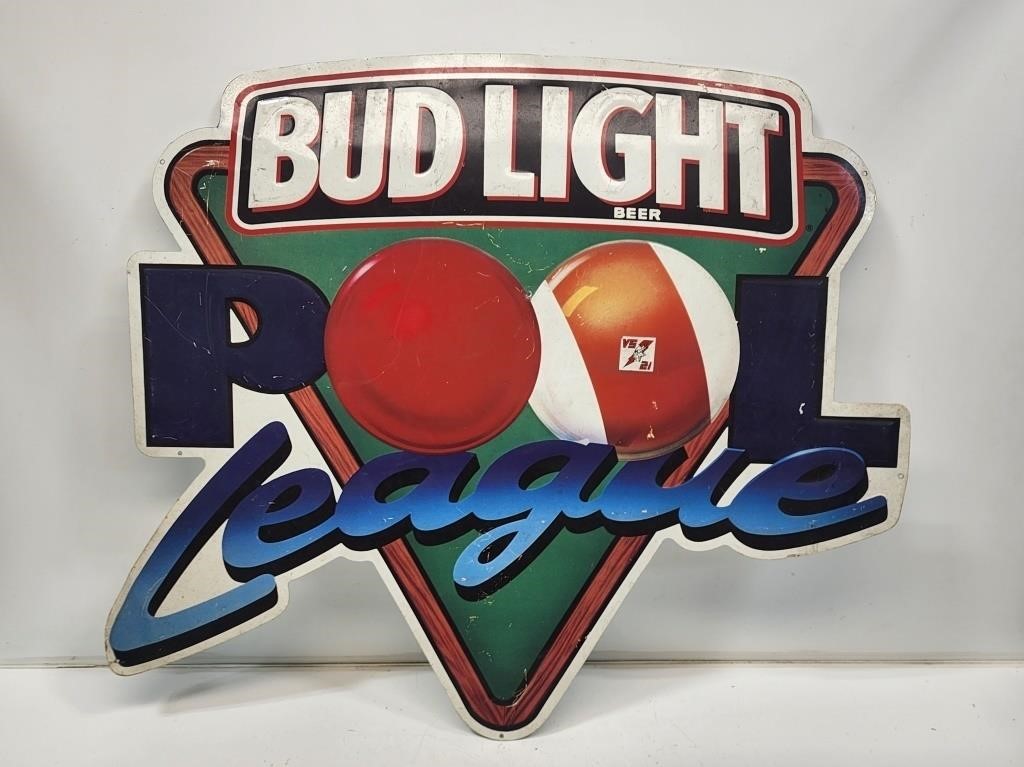 1993 Bud Light Beer Pool League Advertising Sign