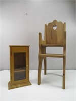 Wood Doll Chair & Cabinet