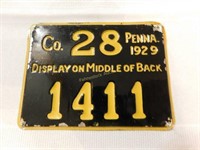 1929 Co.28 No.1411 Penna Resident Hunter license