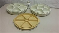 Three Tupperware Serving Trays With Covers