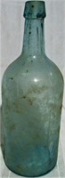 Blue 14" Mold Blown Glass Bottle w/Whittle Marks