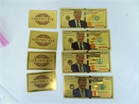 4 Gold Plated Donald Trump Novelty Notes