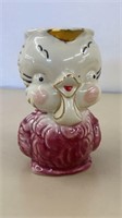1950s pink chickadee pottery pitcher