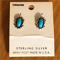 Sterling Silver & Turquoise Stud Earrings
