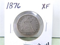 1876 Seated Quarter – (13 Star) XF