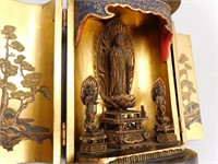 19th c Japanese Lacquer Wood Zushi Buddhist Shrine