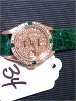 Rolex President Watch Emerald & Diamond Bezel
