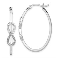 Sterling Silver Diamond Infinity Hoop Earrings