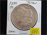 1890CC Morgan Dollar (W/Tail bar)