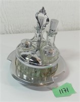 Glass Condiment Set w/ Metal Pedestal