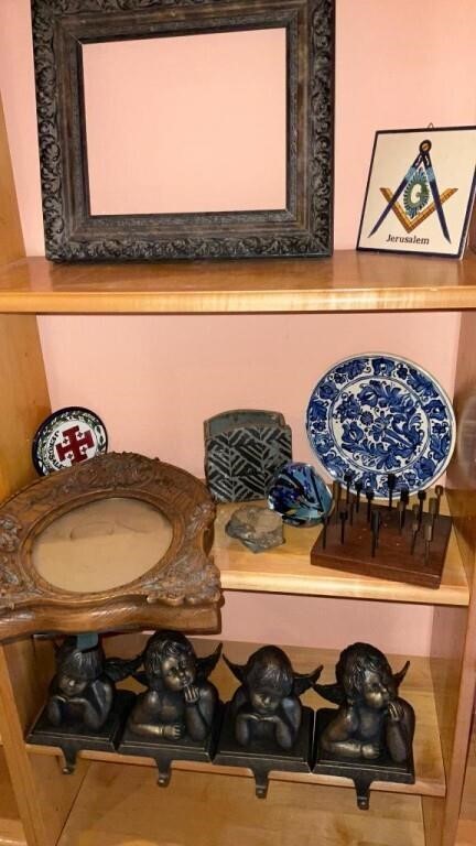 Misc. items, wood frames, angels, stones & more