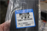 2 PKGS - (100 EA) CABLE TIES-BLACK-14"