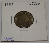 1883 "No Cents" Liberty V Nickel