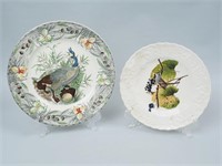 2 Antique English Bird-Themed Porcelain Plates