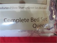 Queen Size bed set, comforter, sheets,
