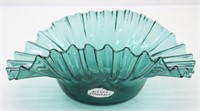 BLENKO Handcrafted Teal Art Glass Bowl
