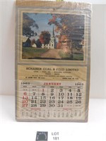 1963 ST JACOBS. ELMIRA SCHANER COAL CALENDAR