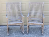 Pair of Outside Wood Rocking Chairs