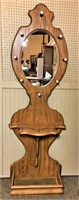 Vintage Hall Tree with Oval Mirror