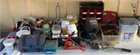 Shop-Vac, tools, foot pump, extension cords,