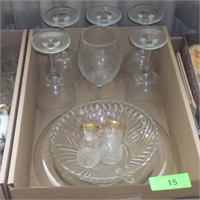 STEMWARE, BOWLS, GOLD TRIMMED BUD VASES?