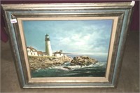 Seashore lighthouse oil on canvas