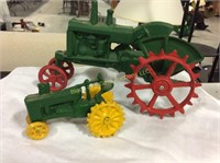 Lot of Two Cast Iron Toy Tractors