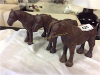 Lot of Three Cast-Iron Draft Horses