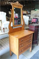 Vintage Maple Swivel Mirrored Dresser
